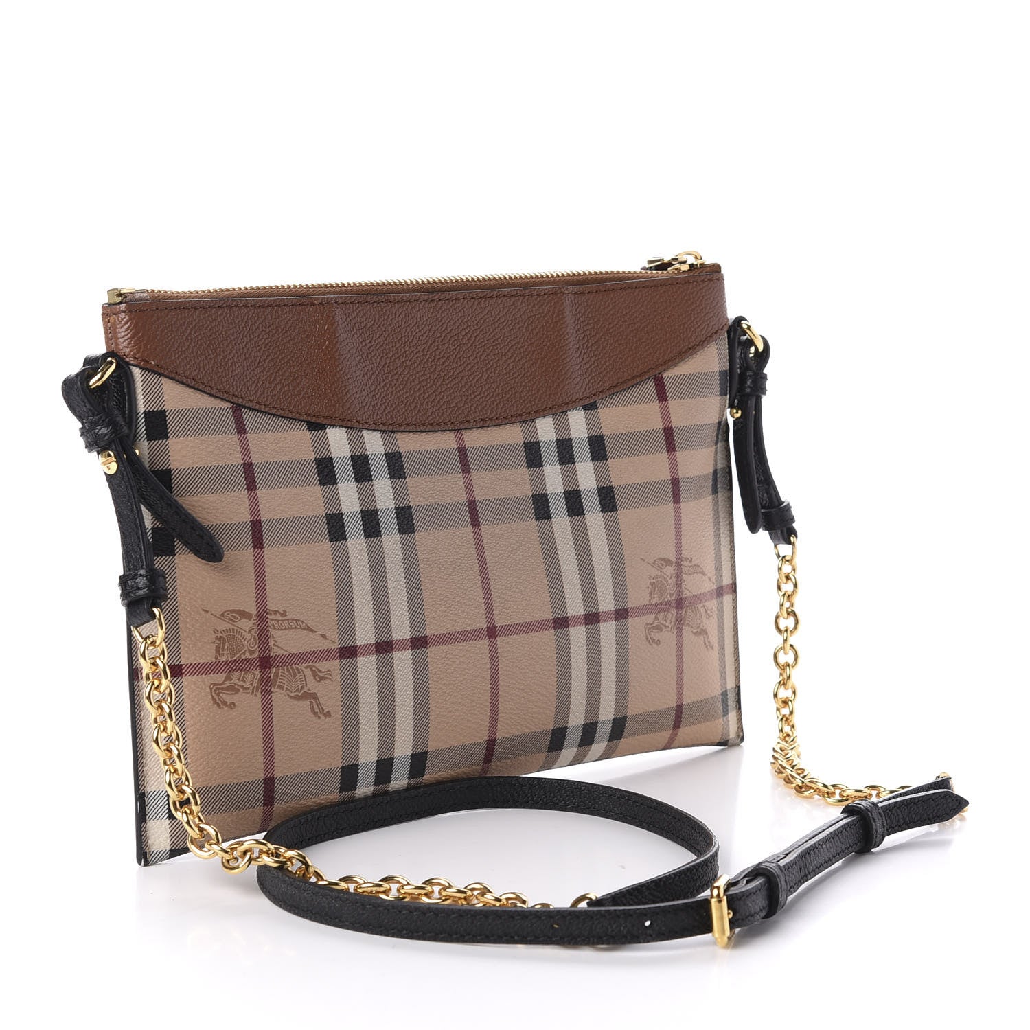 Burberry Haymarket Check Peyton Crossbody Clutch Bag Toffee 3 of 10