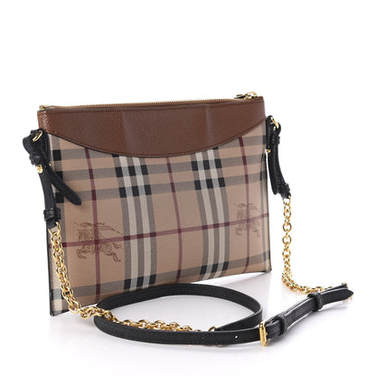 Burberry Haymarket Check Peyton Crossbody Clutch Bag Toffee 3 of 10