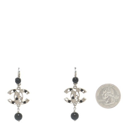 Chanel Ruthenium Bead CC Drop Earrings Black 2 of 4