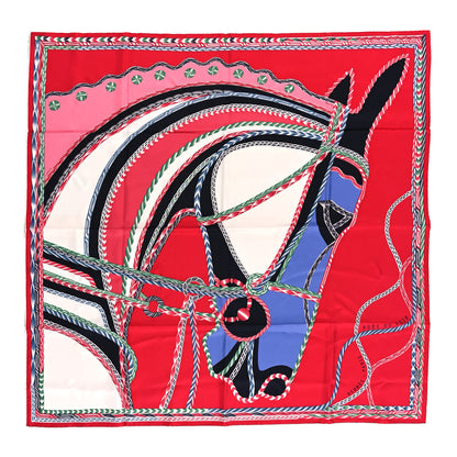 Hermes Silk Robe Du Soir Scarf 90 Rouge White Lavande 1 of 3