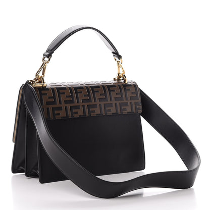 Fendi Vitello Liberty Bi-Color FF 1974 Embossed Kan U Shoulder Bag Black Maya 4 of 11