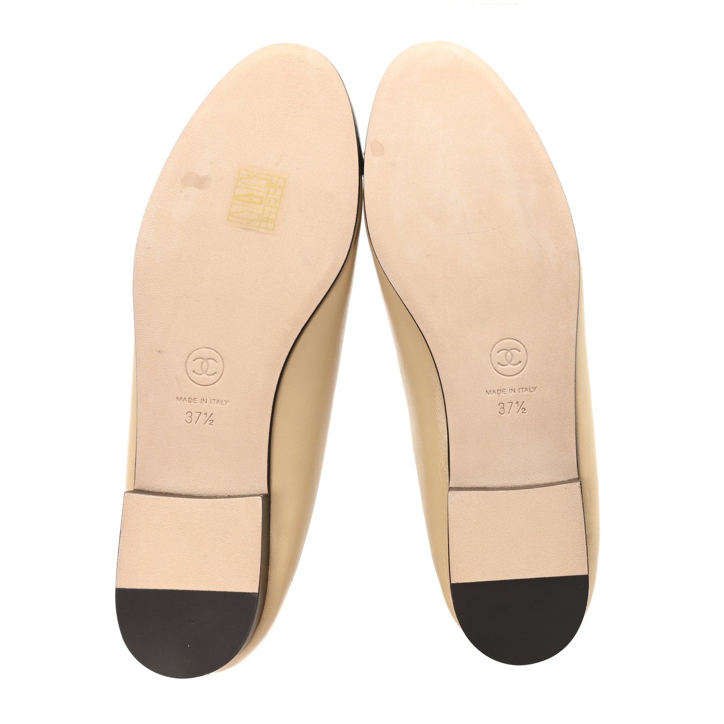 Lambskin Cap Toe CC Ballerina Flats 37.5 Beige Black