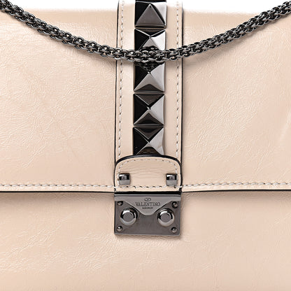 Valentino Garavani Craquele Calfskin Medium Glam Lock Rockstud Flap Light Ivory 11 of 15