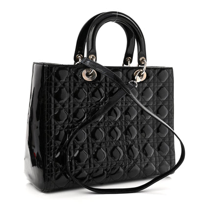 Christian Dior Patent Cannage Large Lady Dior Black 3 of 10