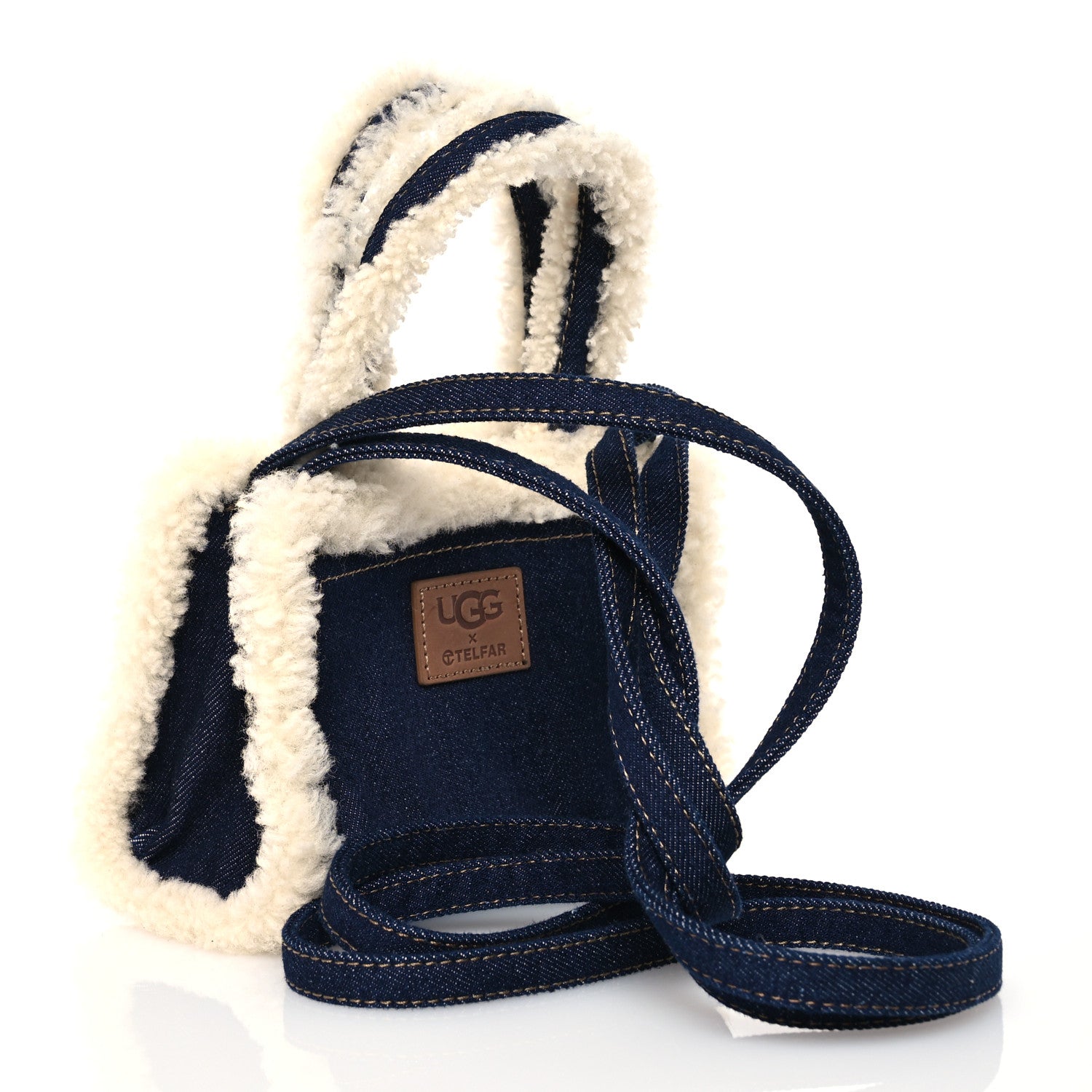 Telfar X UGG Denim Shearling Small Shopping Bag Raw Denim 3 of 12