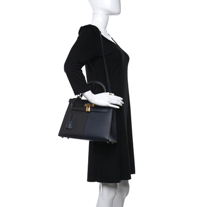 Hermes Epsom Casaque Kelly Sellier 28 Bleu Indigo Black Bleu Frida 3 of 10
