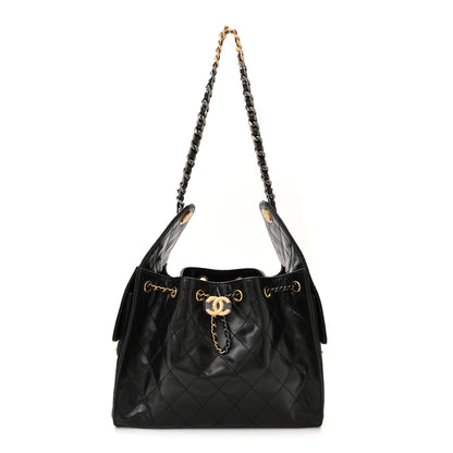 Chanel Shiny Crumpled Calfskin Quilted Small Chanel 25 Handbag Black 1 of 10