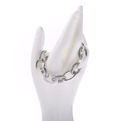 David Yurman Sterling Silver White Ceramic 17mm Extra Large Oval Link Bracelet 2 of 4