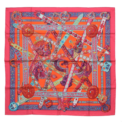 Hermes Silk Le Songe De La Licorne Scarf 90 Roes Indiene Capucine Violet 1 of 8