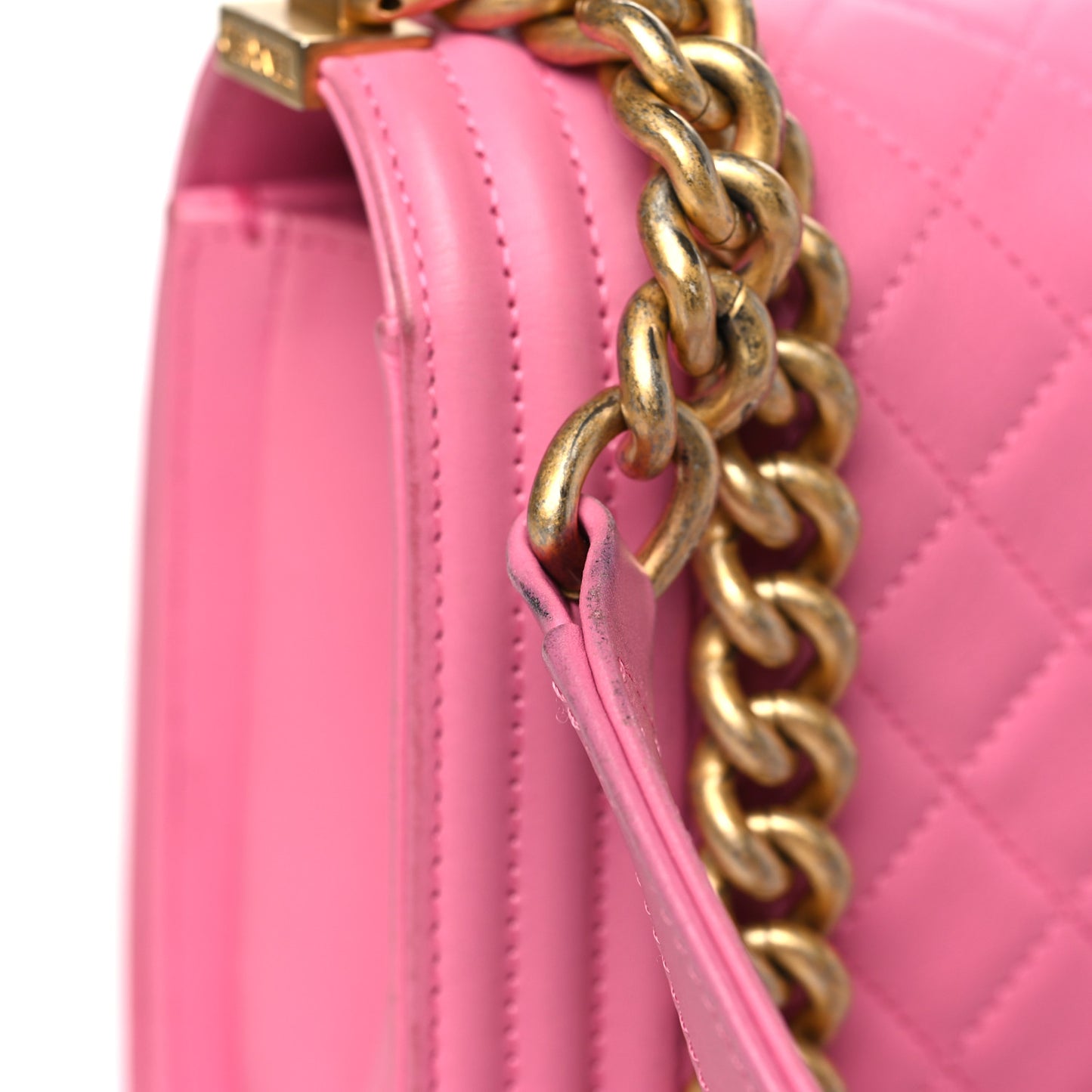 Calfskin Quilted Medium Boy Flap Pink