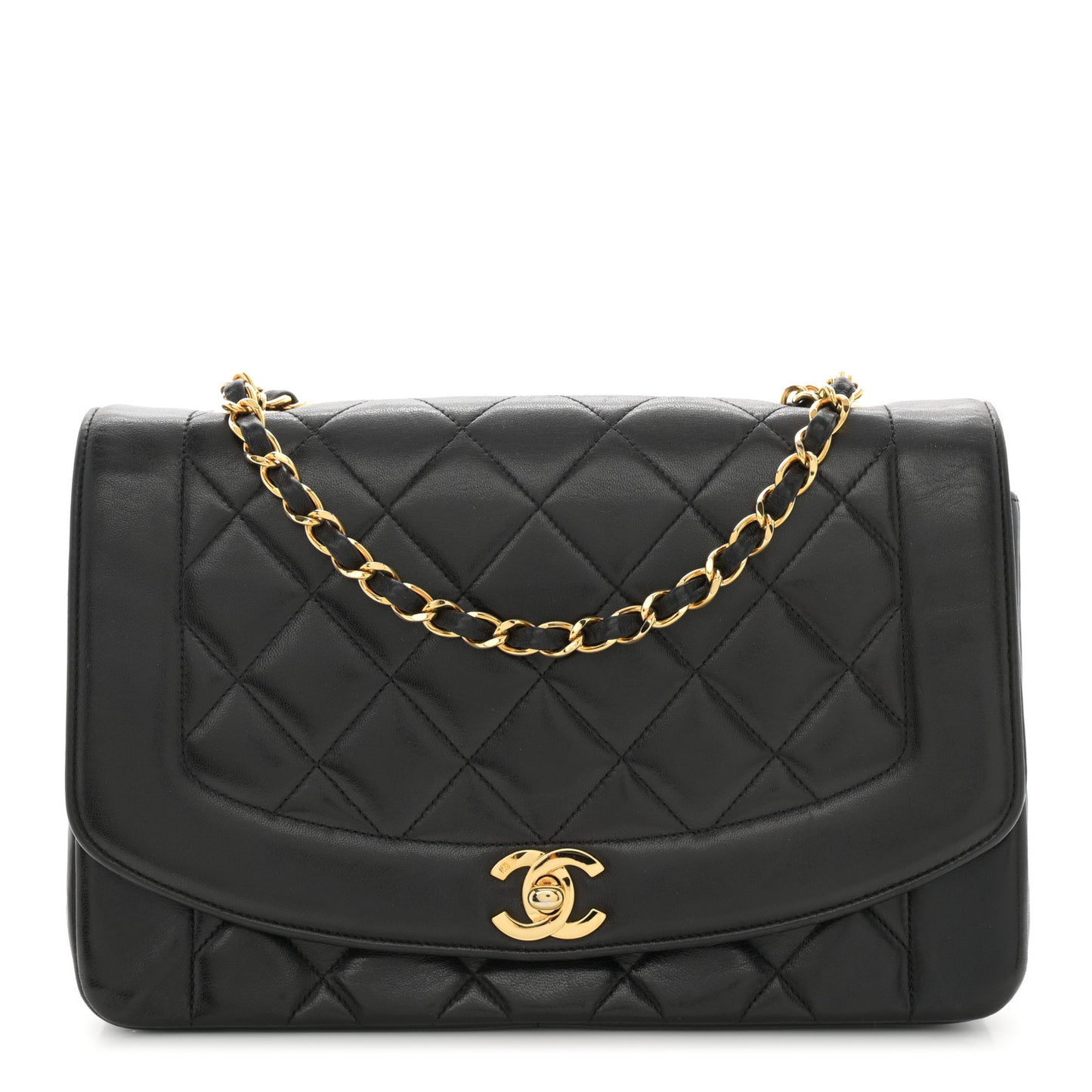 Lambskin Quilted Medium Single Flap Black