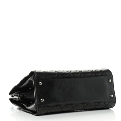 Chanel Crumpled Grained Calfskin Quilted CC Crave Tote Black 3 of 9