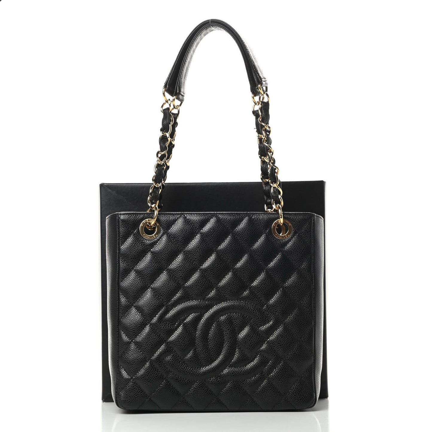 Caviar Quilted Petit Shopping Tote PST Black