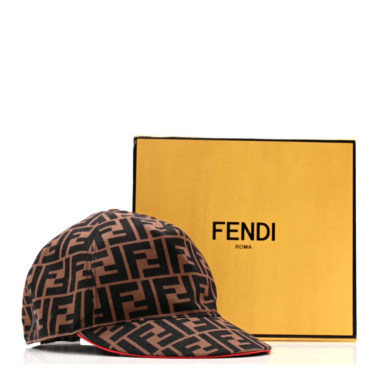 Fendi Canvas FF Reloaded Baseball Hat Tobacco Red 1812191