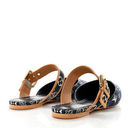 Louis Vuitton Jacquard Since 1854 Sofia Flat Mules 40 Blue 4 of 10