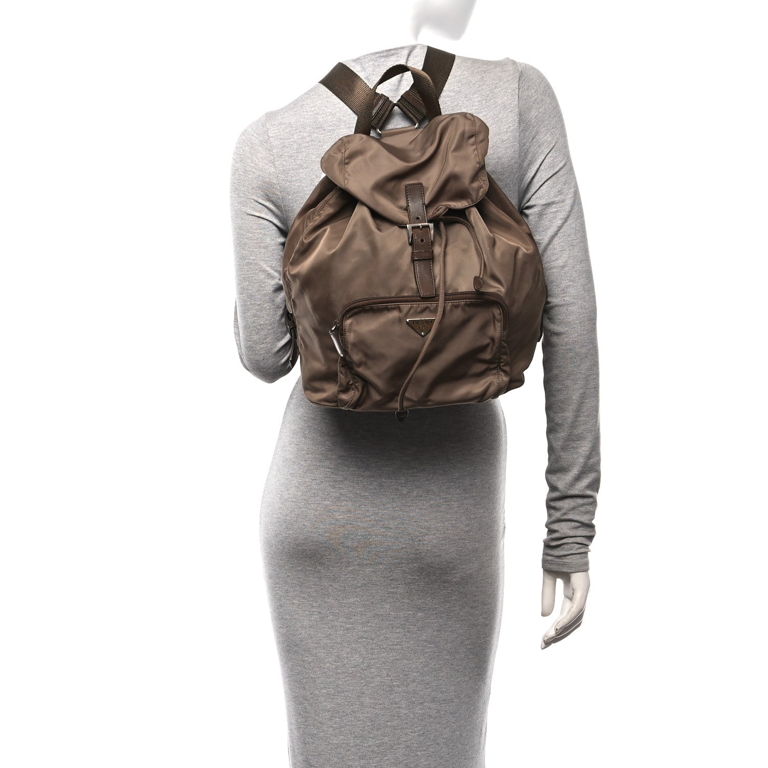 Prada Nylon Vela Medium Cinch Backpack Antilope 2 of 9