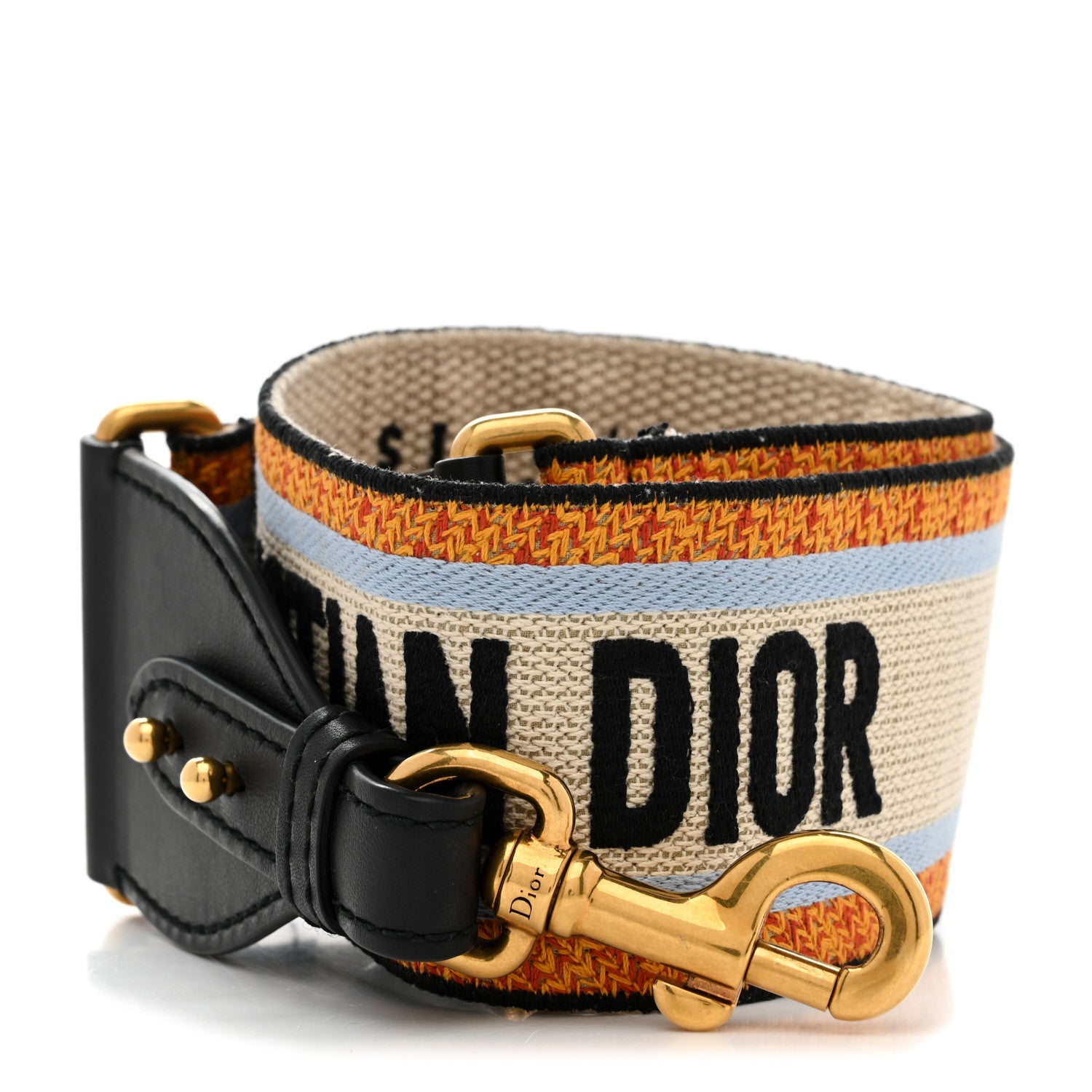 Christian Dior Canvas Embroidered Shoulder Strap Orange Multicolor