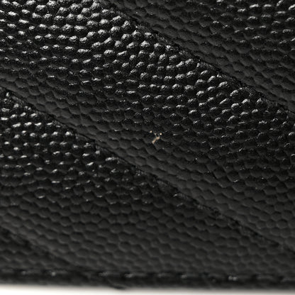 Saint Laurent Grain De Poudre Matelasse Chevron Monogram Credit Card Case Black 8 of 12