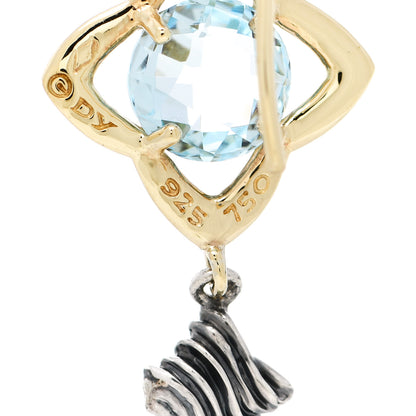 David Yurman Sterling Silver 18K Yellow Gold Blue Topaz Quatrefoil Drop Earrings 4 of 4