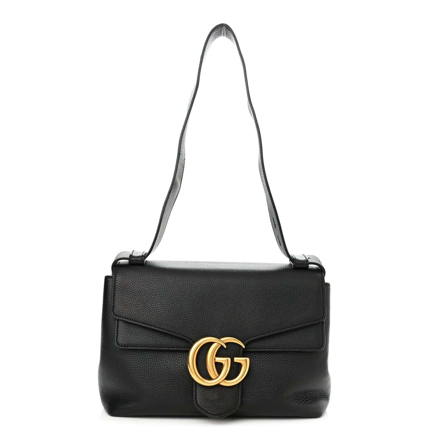 Calfskin GG Marmont Shoulder Bag Black