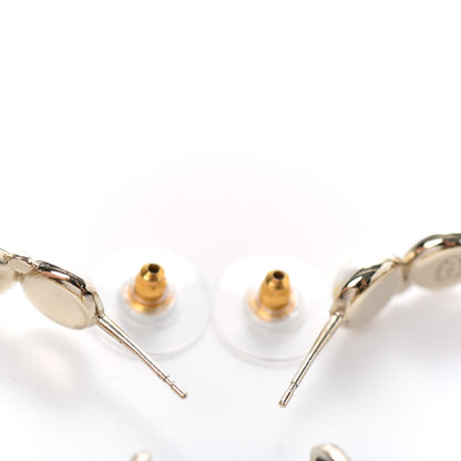 Chanel Crystal Pearl Metal Resin Polka Dot Hoop Earrings Gold Black 3 of 4