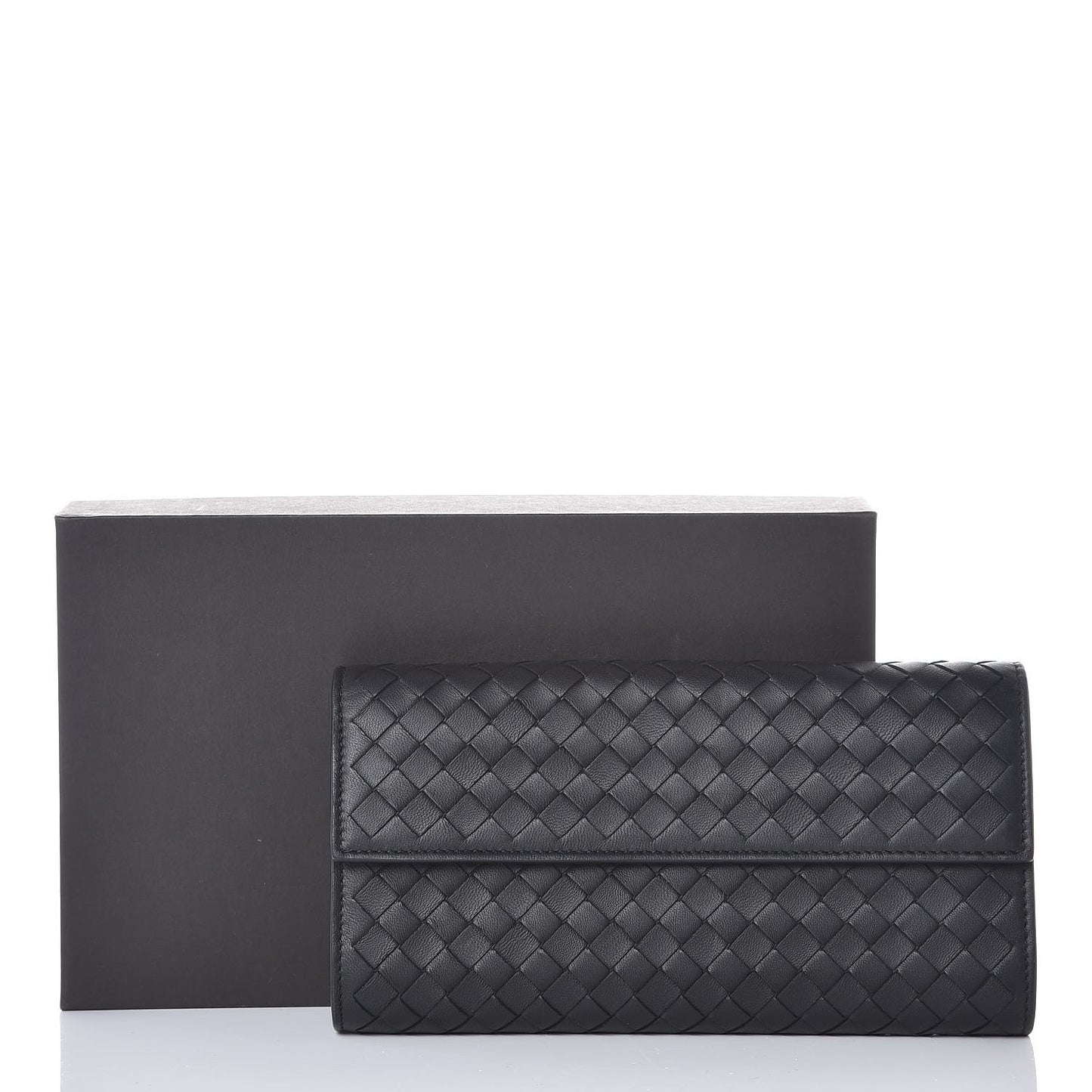 Nappa Intrecciato Continental Flap Wallet Black