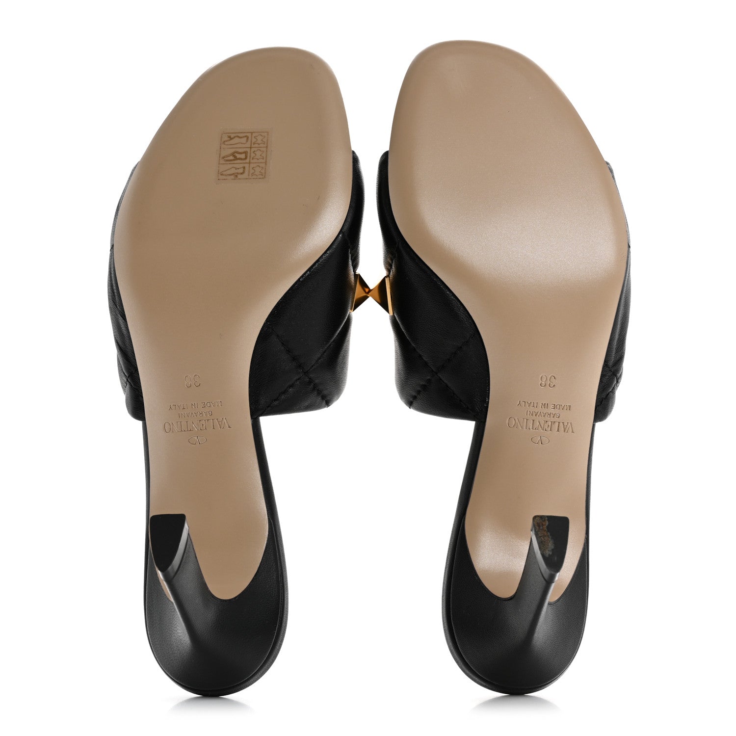 Valentino Garavani Nappa Quilted Roman Stud 65mm Slide Sandals 38 Black 6 of 9