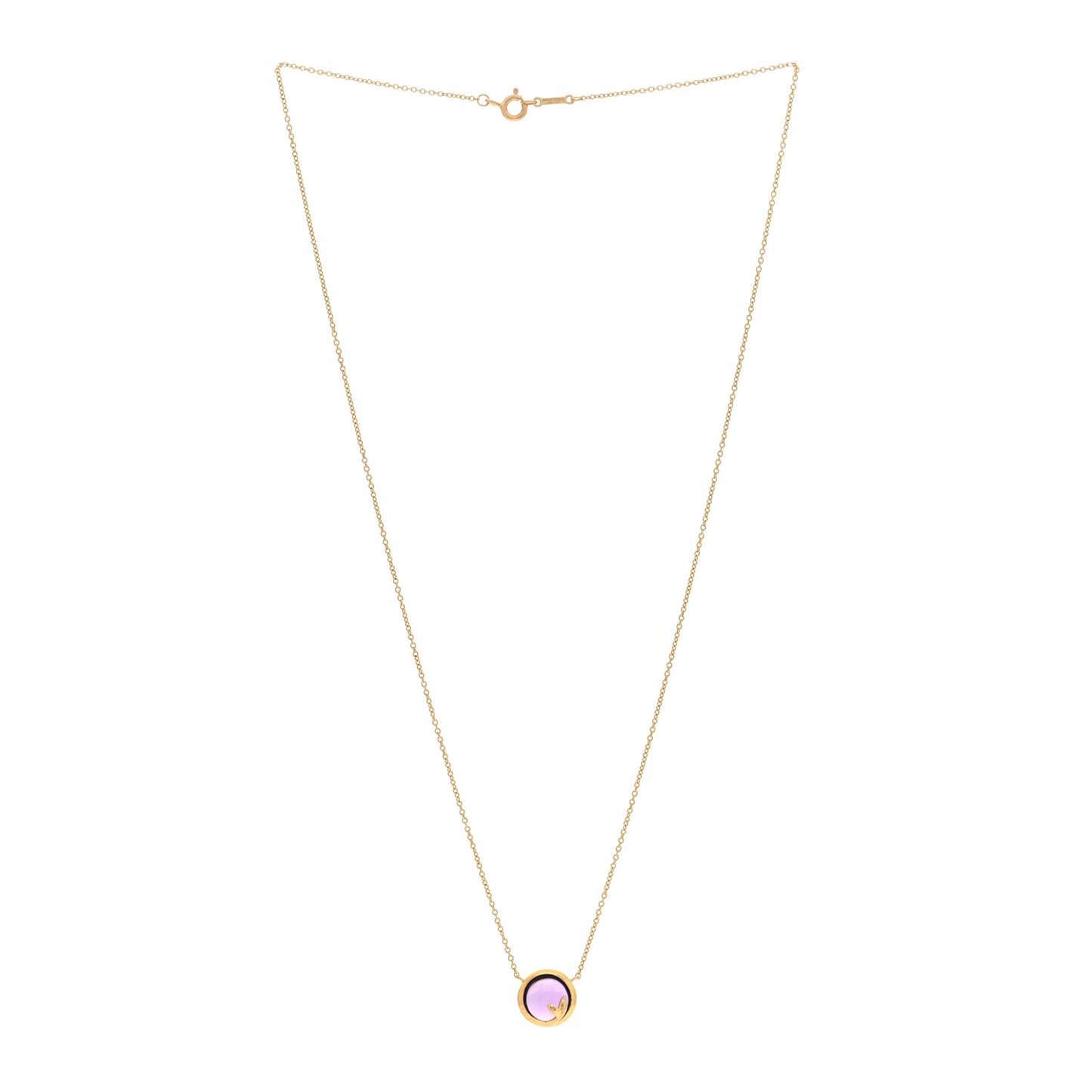 18K Yellow Gold Amethyst Paloma Picasso Olive Leaf Pendant Necklace