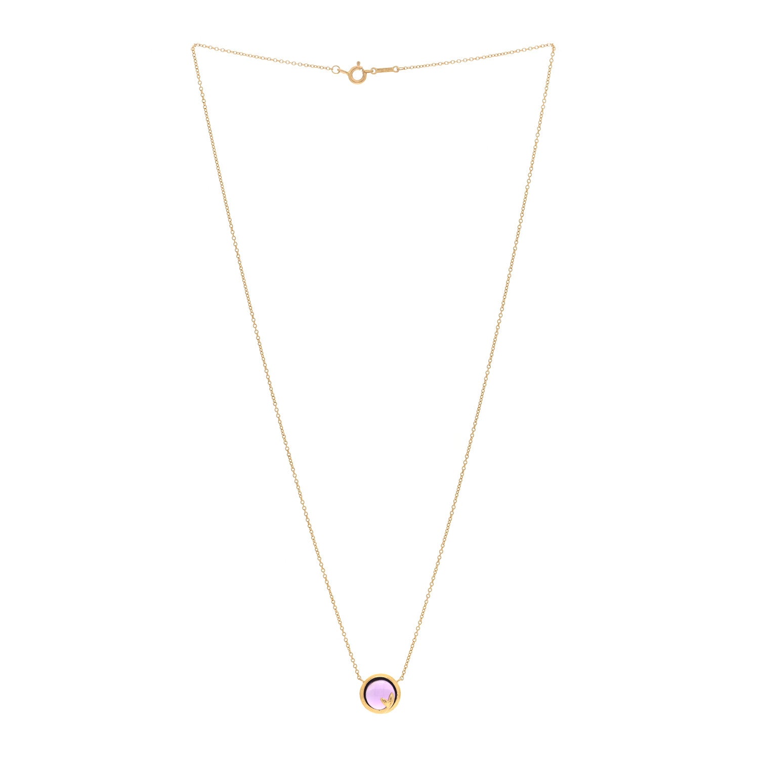 Tiffany 18K Yellow Gold Amethyst Paloma Picasso Olive Leaf Pendant Necklace 3 of 4