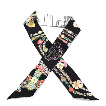 Hermes Silk Brides de Gala en Fleurs Twilly Black Multicolor White 1 of 3