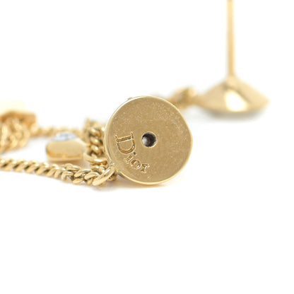 Christian Dior Crystal Heart Dangle Chain Earrings Gold 4 of 4