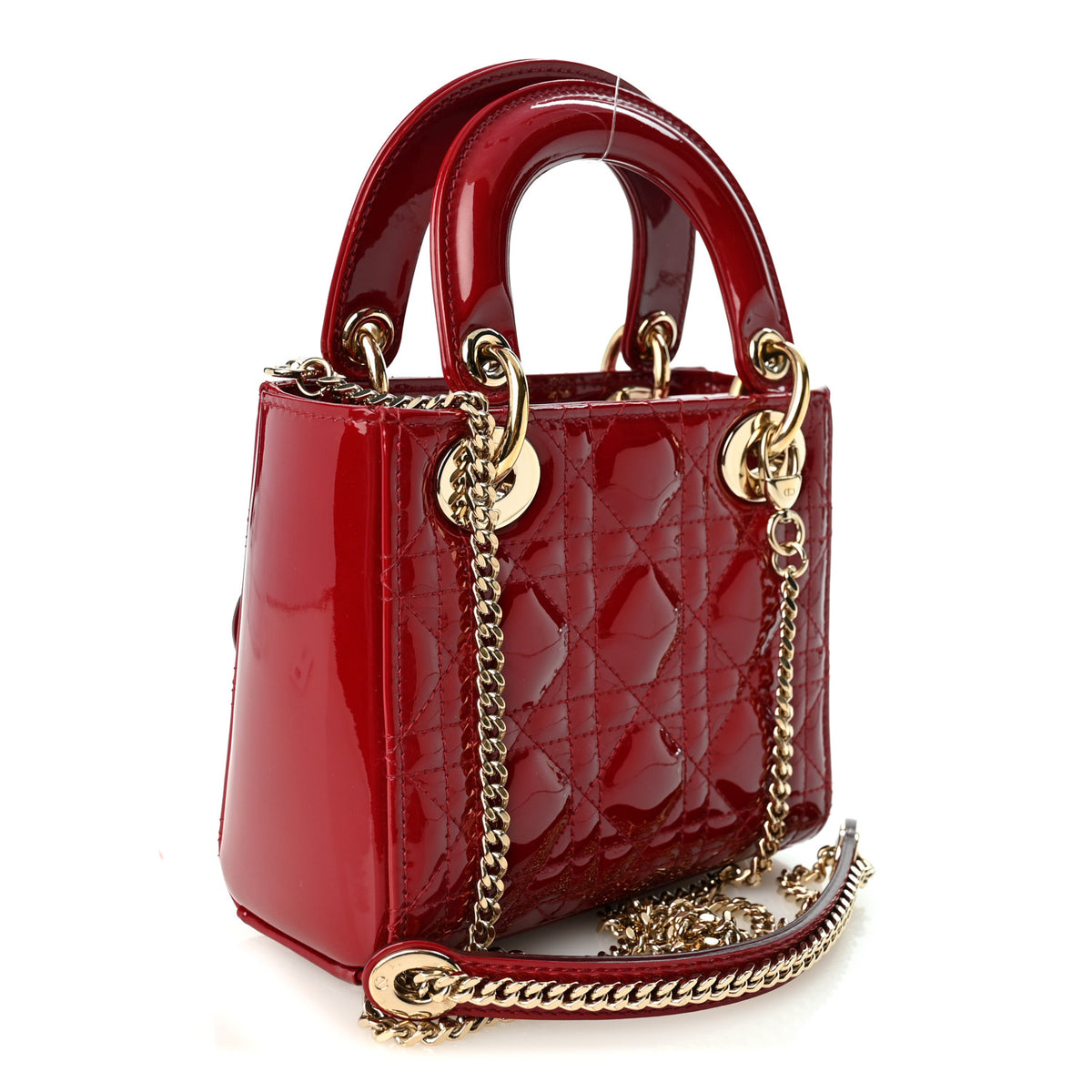 Christian Dior Patent Cannage Mini Lady Dior Red 3 of 10