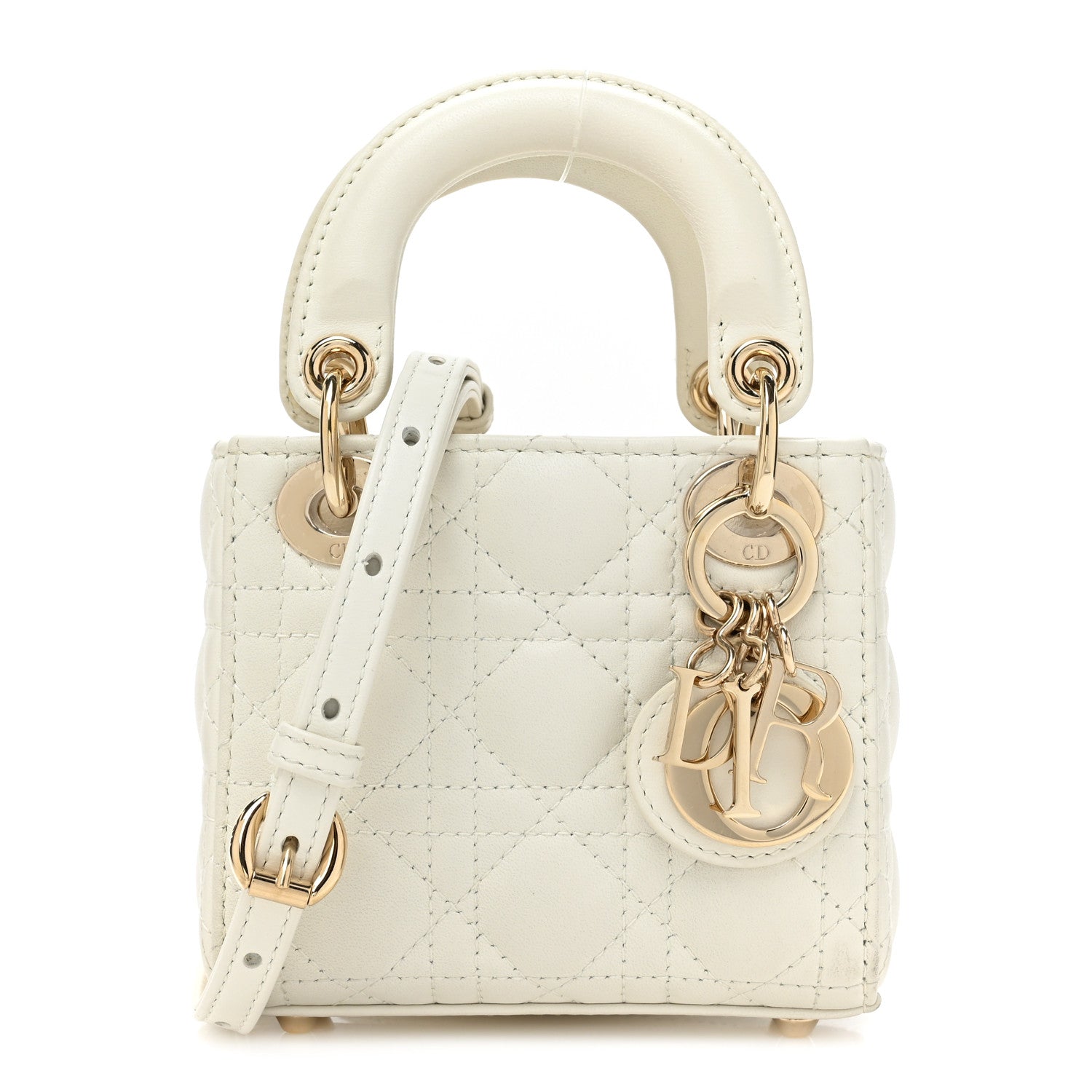 Christian Dior Lambskin Cannage Micro Lady Dior White 1 of 13