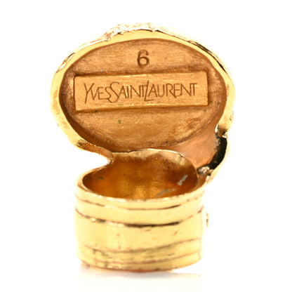 Saint Laurent Glass Cabochon Arty Ovale Ring 6 Gold Turquoise 2 of 4