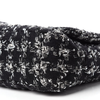Chanel Tweed Quilted Maxi Chanel 19 Flap Black Silver Ecru 7 of 10