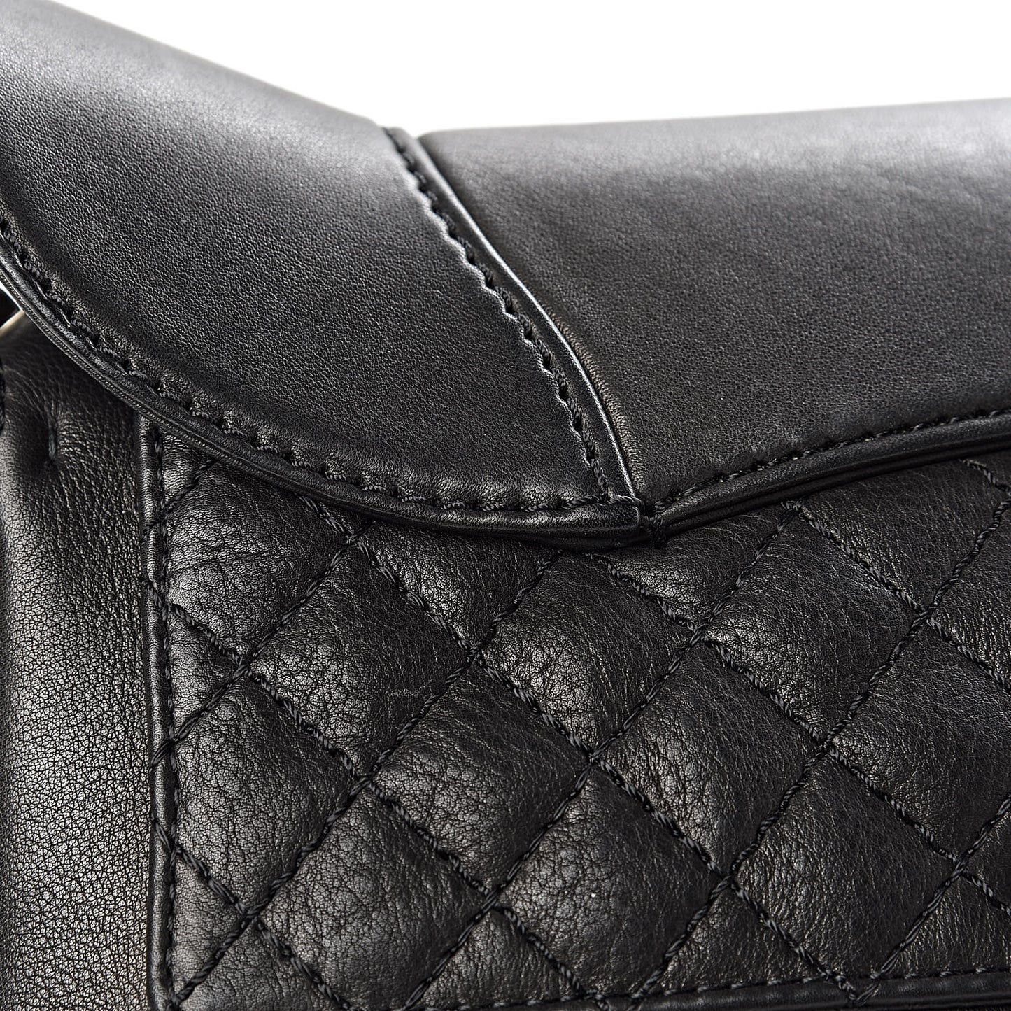 Calfskin Quilted Dallas Saddle Bag Black