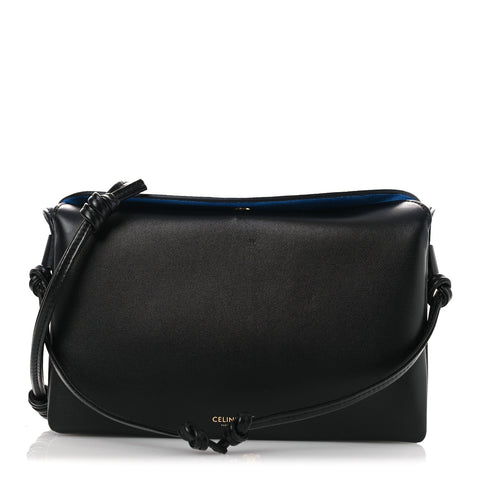 Smooth Lambskin Trio Flap Crossbody Bag Black