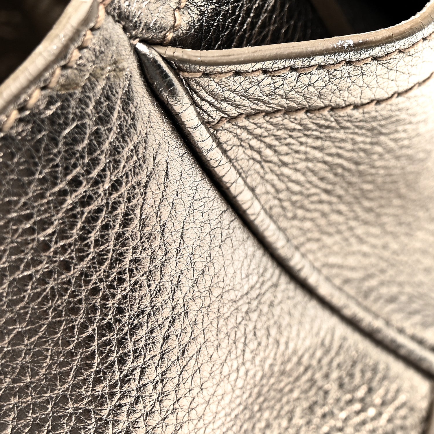 Prada Metallic Vitello Daino Pushlock Shoulder Bag Peltro 15 of 21