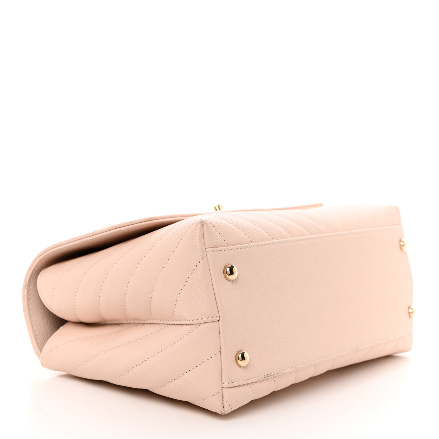 Lizard Embossed Caviar Chevron Quilted Small Coco Handle Flap Beige