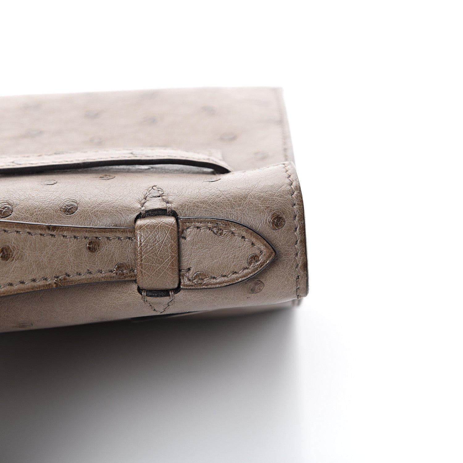 Hermes Ostrich Kelly Pochette Clutch Gris Asphalte 10 of 24