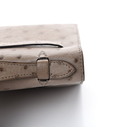 Hermes Ostrich Kelly Pochette Clutch Gris Asphalte 10 of 24