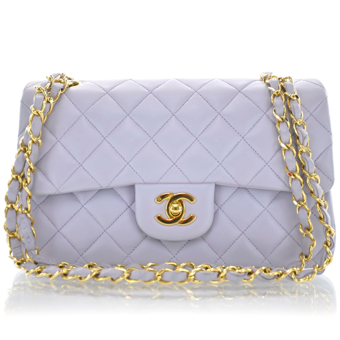 Lambskin Quilted Small Double Flap Lilac