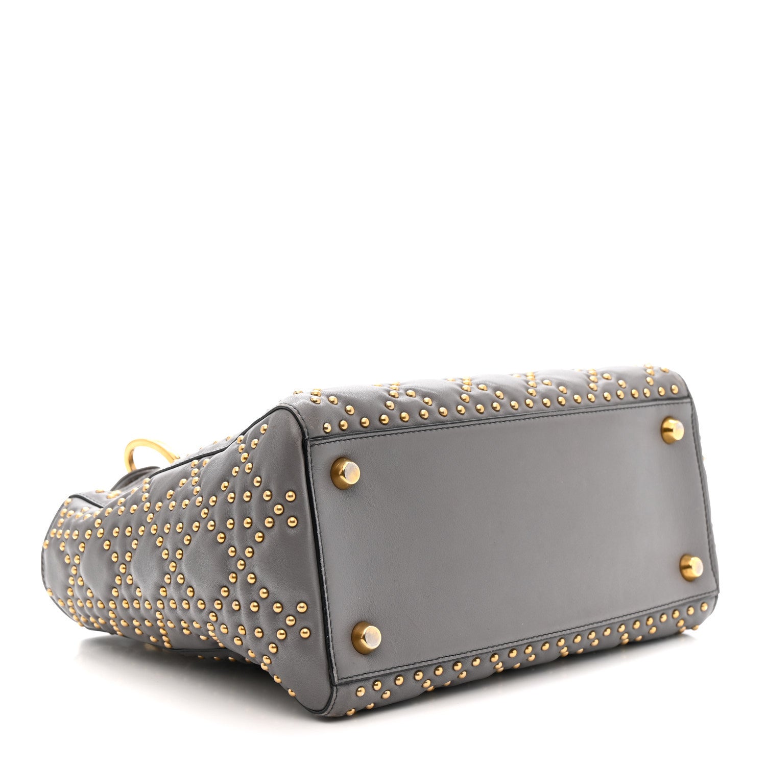 Christian Dior Calfskin Cannage Studded Medium Supple Lady Dior Grey 4 of 14