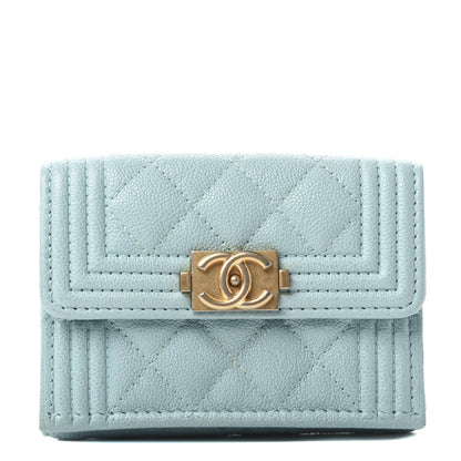 Chanel Caviar Quilted Small Boy Flap Wallet Light Blue 1 of 8