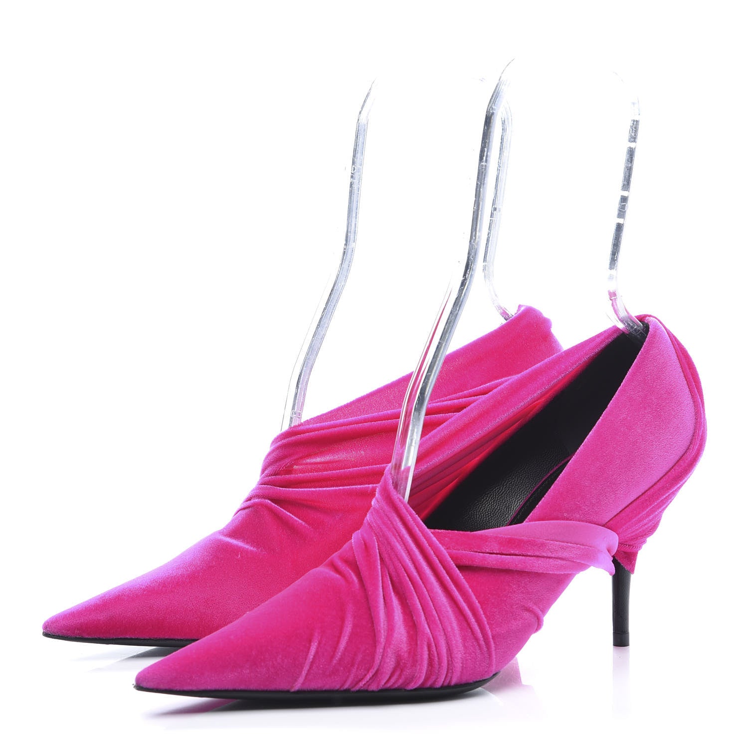 Balenciaga Stretch Velvet Knife Pointed Pumps 38 Rose Fuchsia 3 of 8