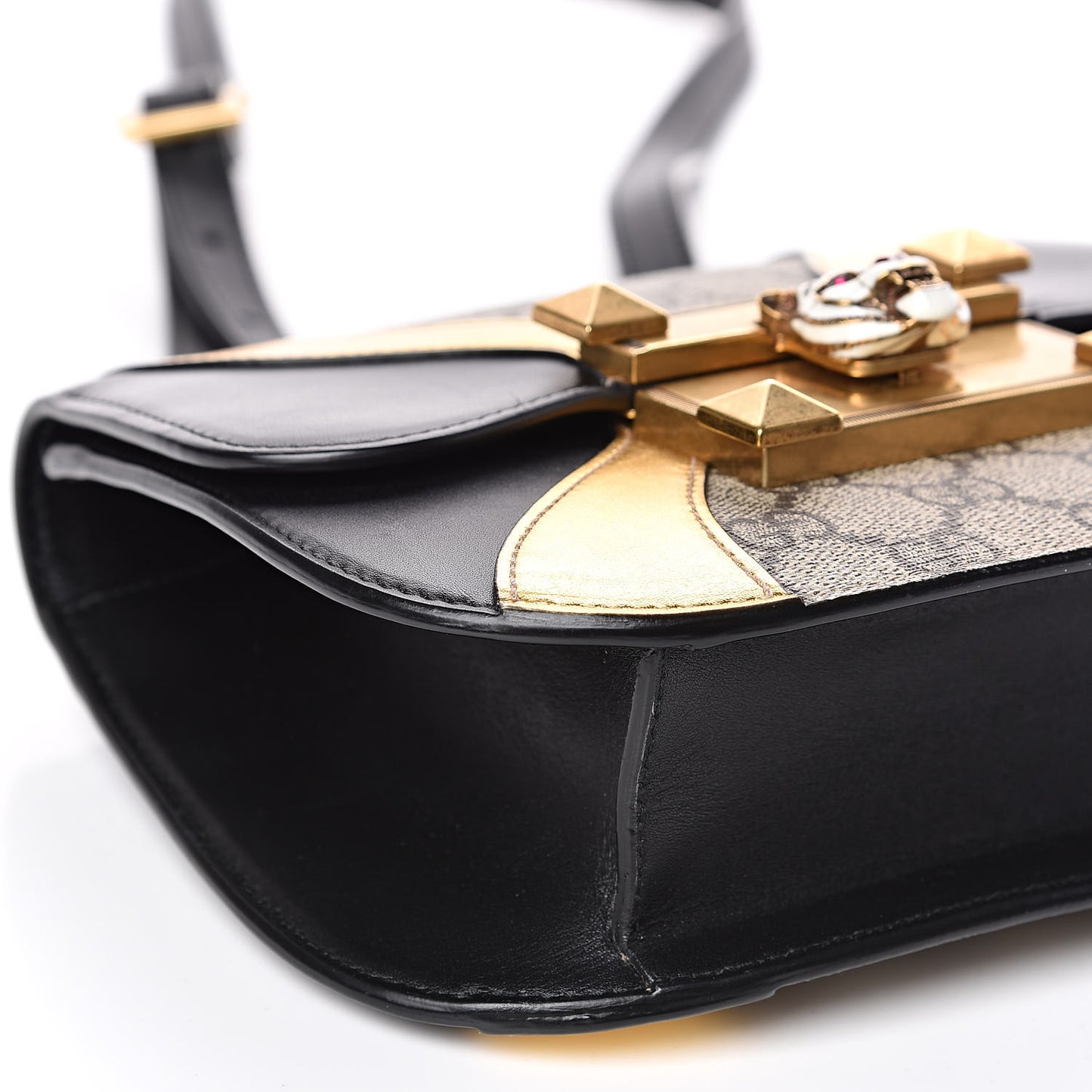 GG Supreme Monogram Small Osiride Shoulder Bag Black Gold