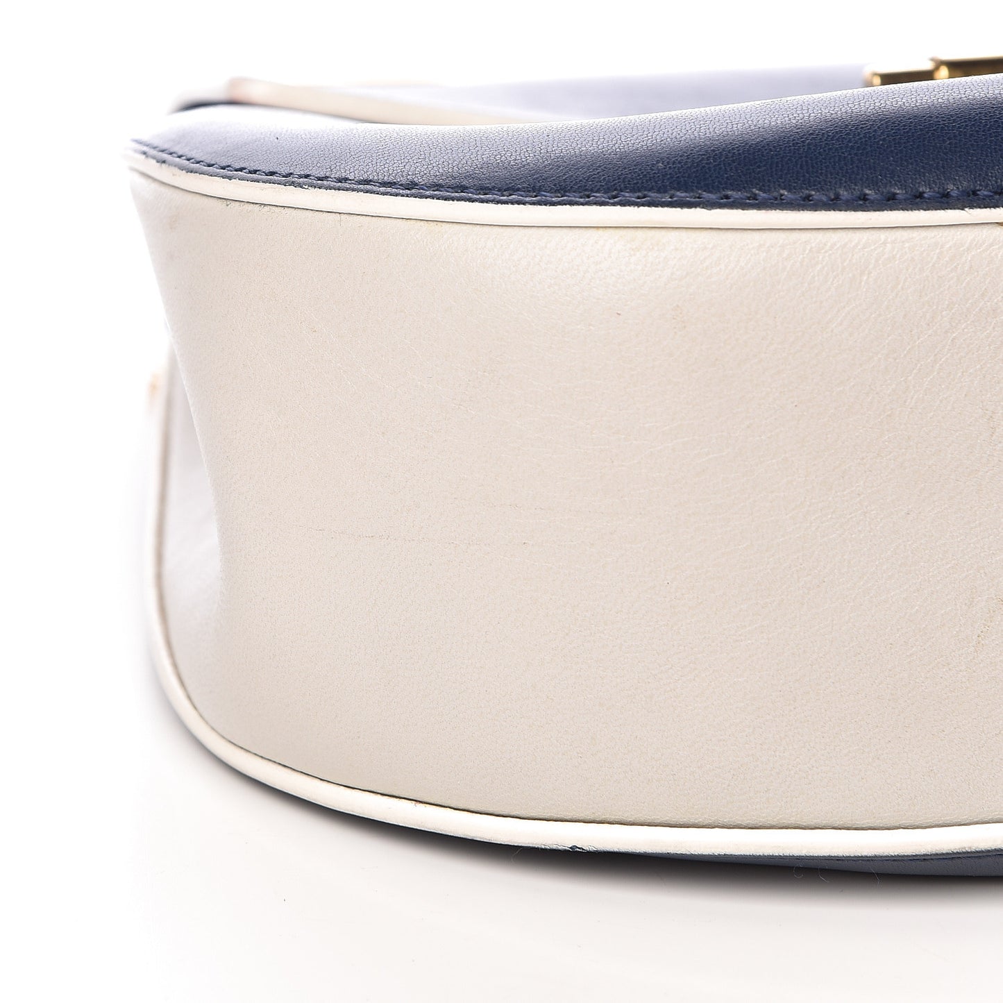 Smooth Calfskin Bi-Color Drew Shoulder Bag Royal Navy Marshamallow