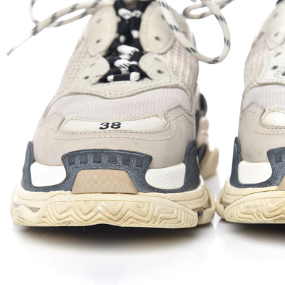 Balenciaga Fabric Mesh Womens Triple S Sneakers 38 Beige Black 15 of 15