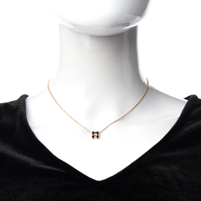 Hermes Lacquered Rose Gold Mini Pop H Pendant Necklace Black 2 of 7