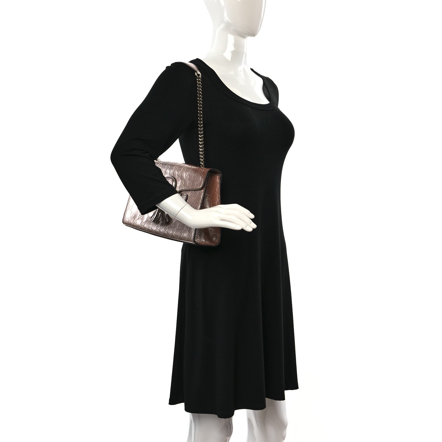 Gucci Shine Guccissima Medium Emily Chain Shoulder Bag Dark Cipria 3 of 9